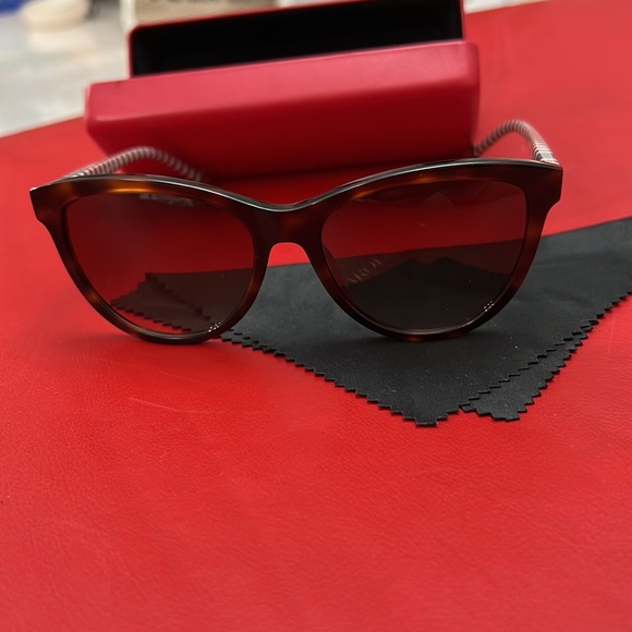 Carolina Herrera Sunglasses Brown Tortoise Stripes Frame Brown Lens - Picture 6 of 11